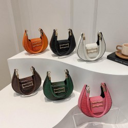 Factory Wholesale Luxury Style Crescent-Shaped Women's Shoulder Bag Hot Selling PU Handbags with Single Strap and PVC Lining