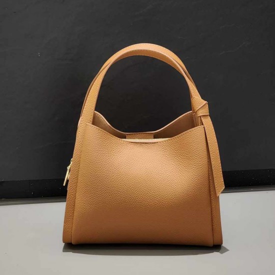 Autumn and Winter Women's High-Grade Leather Bag Casual Vintage Single Shoulder Crossbody Basket Bag with Cotton Lining