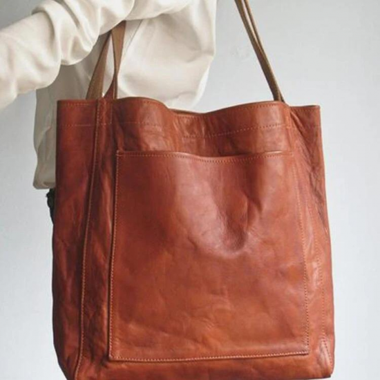 Women's Retro Waxed Leather Large Capacity Tote Bag Soft Handheld Shoulder Pocket Single Cross-Border Strap Polyester PU