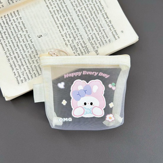 Double Layer High Capacity Transparent Storage Bag girls ladies best selection with lovely cartoon