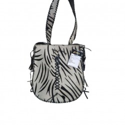 High Quality Women's Fashion Stylish Single Strap Underarm Bag Genuine Leather Zebra Strip Design Zip Ladies' Shoulder Bag